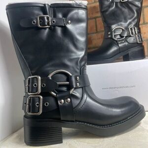 Dream Pairs Women's Black Heeled Boots with Buckles